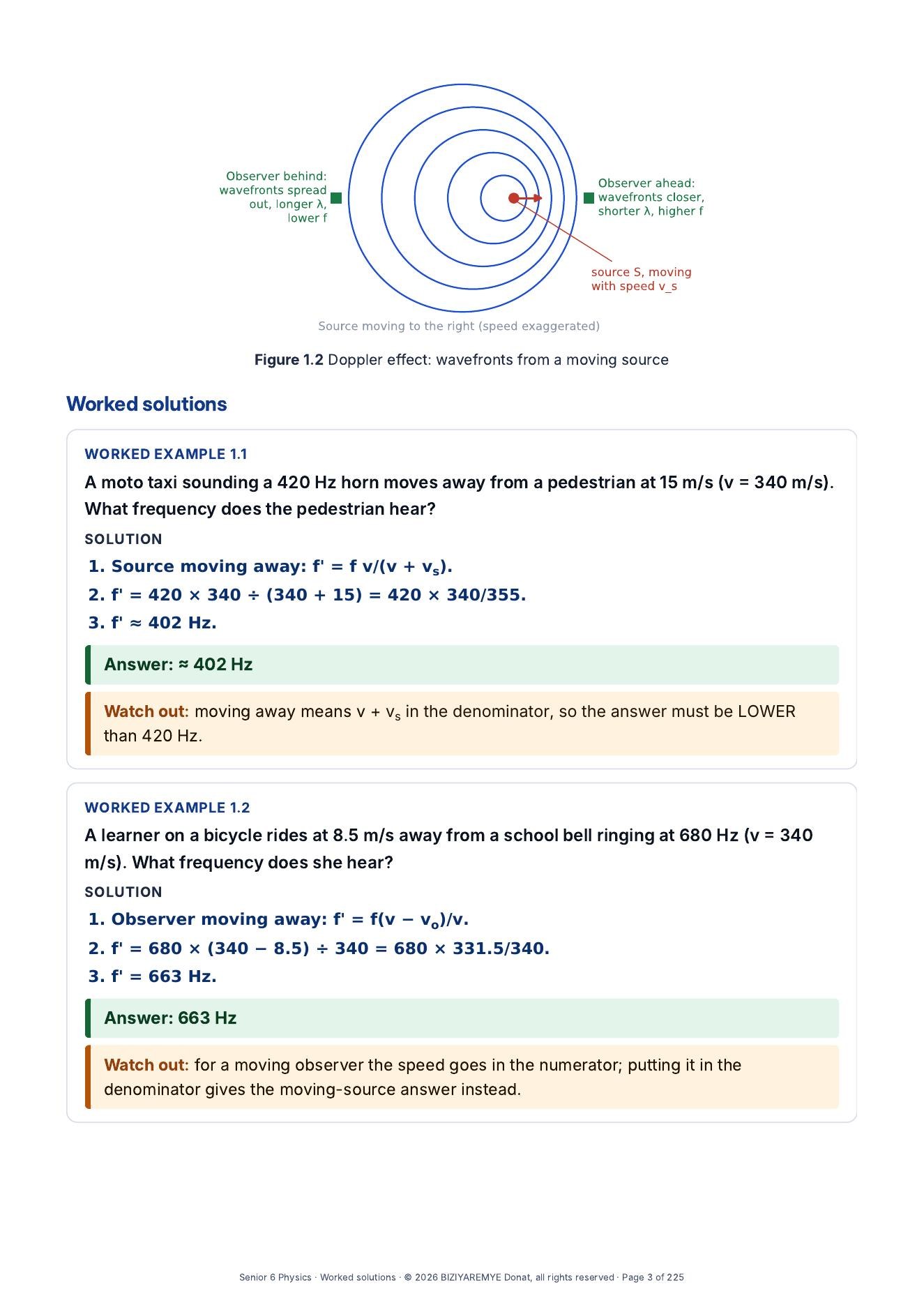 Page 3 of the Senior 6 pack: Worked solutions with “Watch out” notes