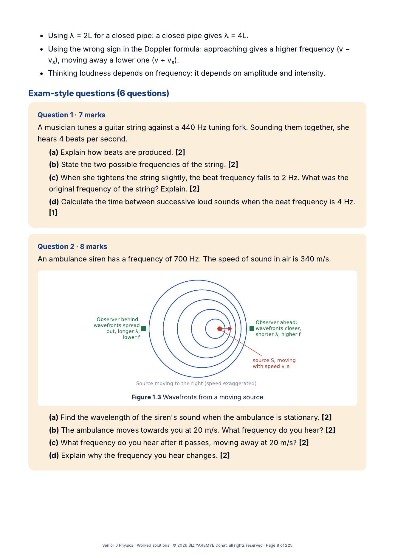 Page 8 of the Senior 6 pack: Exam-style questions with marks